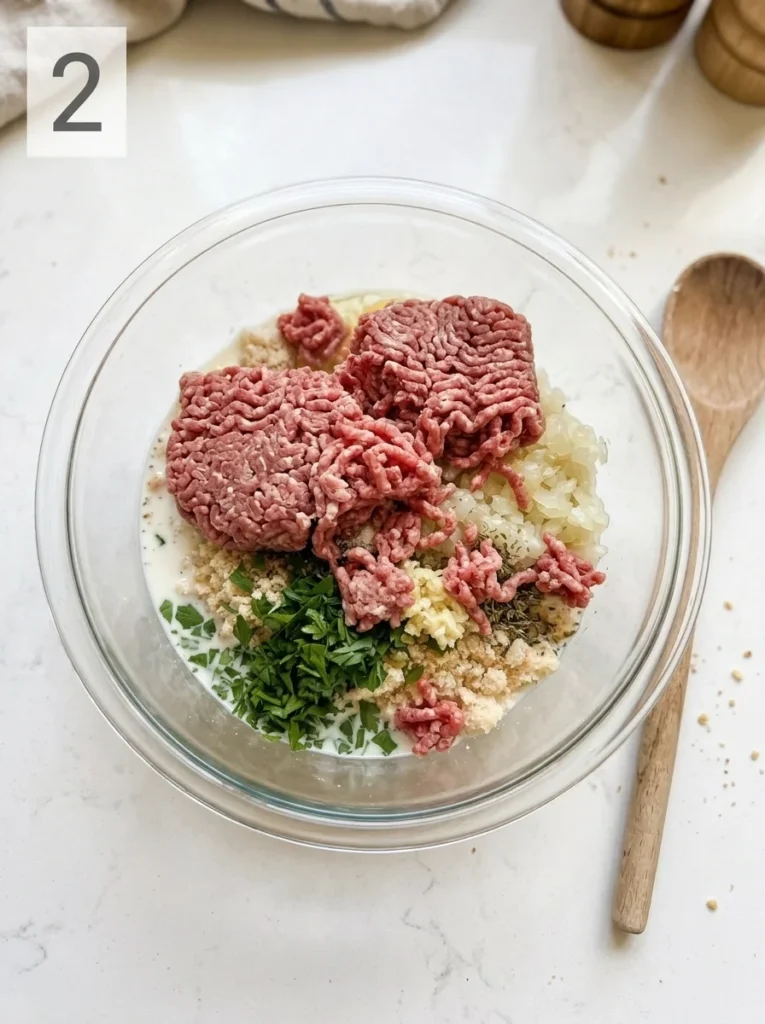 Uncooked beef meatloaf shaped inside an air fryer basket with space around the sides.