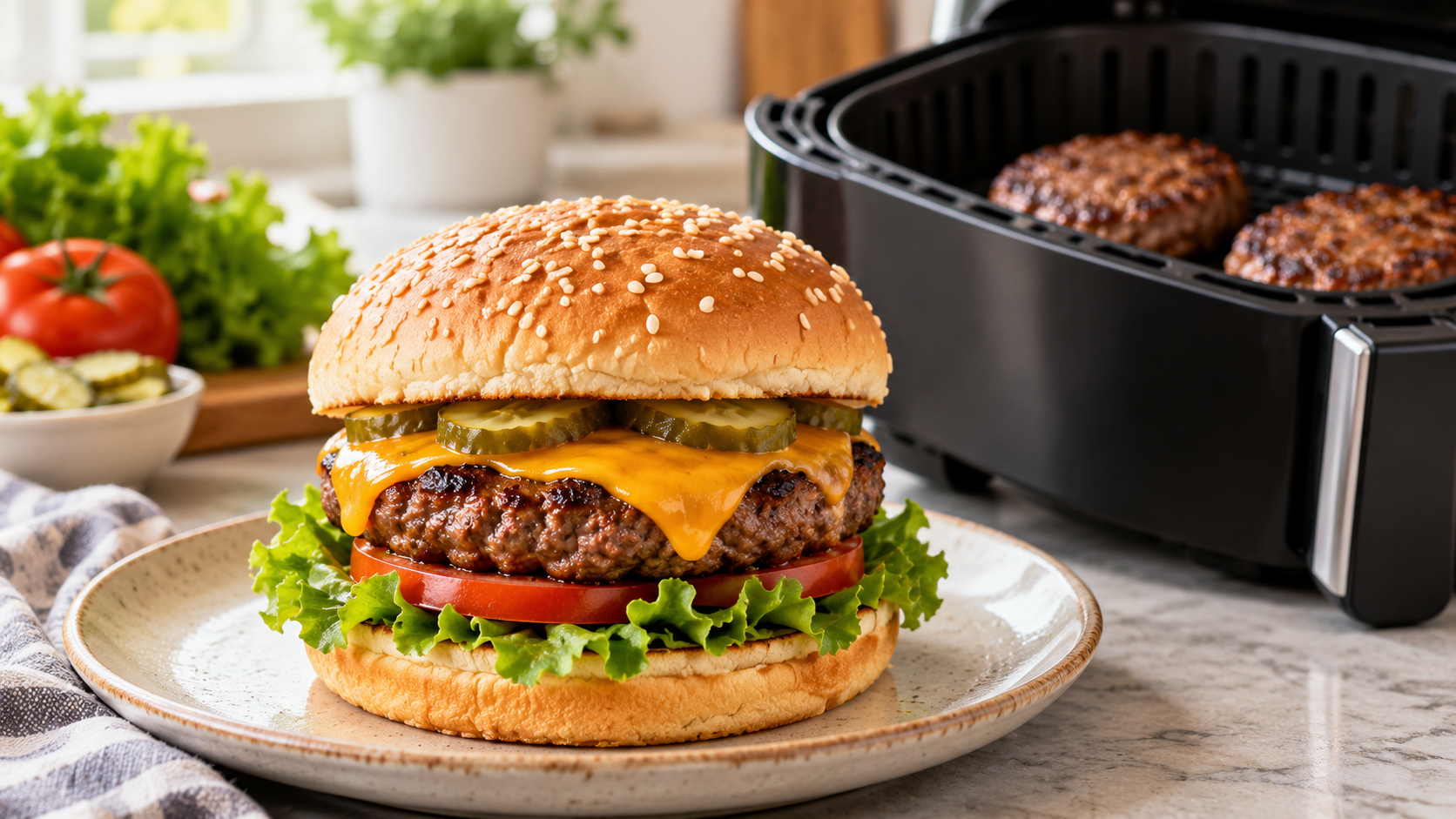 Air fryer hamburgers